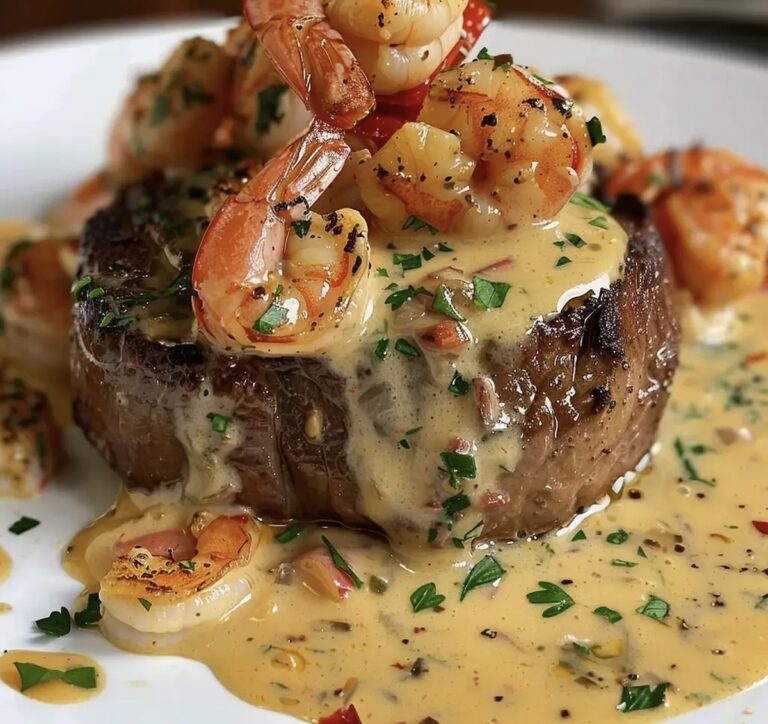 Filet Mignon with Shrimp and Lobster Cream Sauce Recipe
