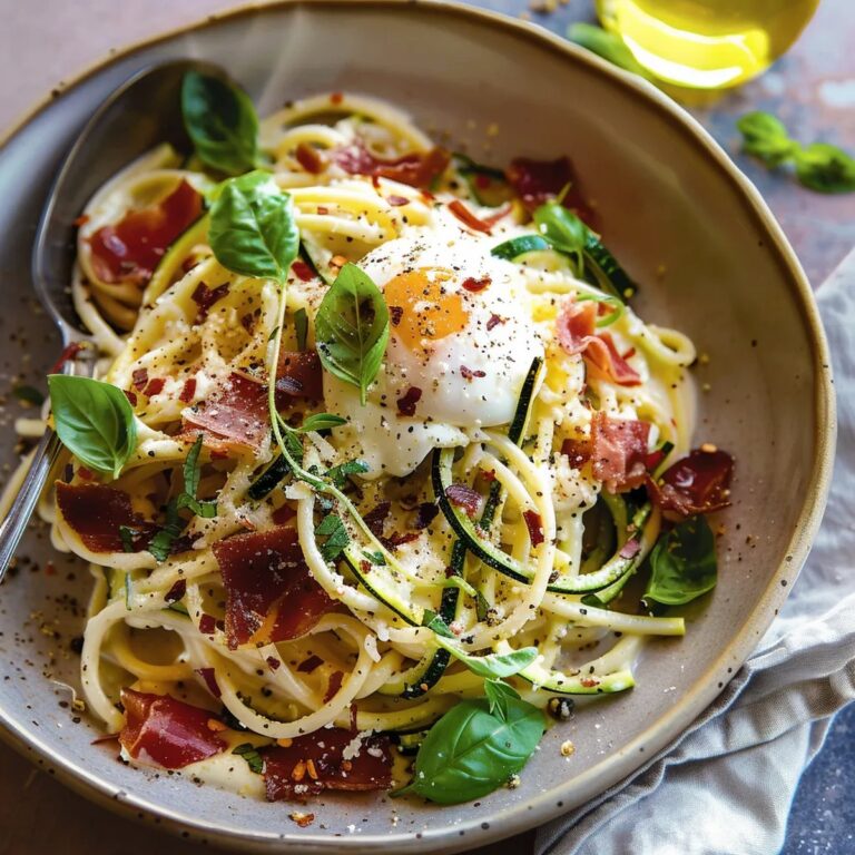 Zucchini Carbonara with Crispy Prosciutto and Burrata Recipe
