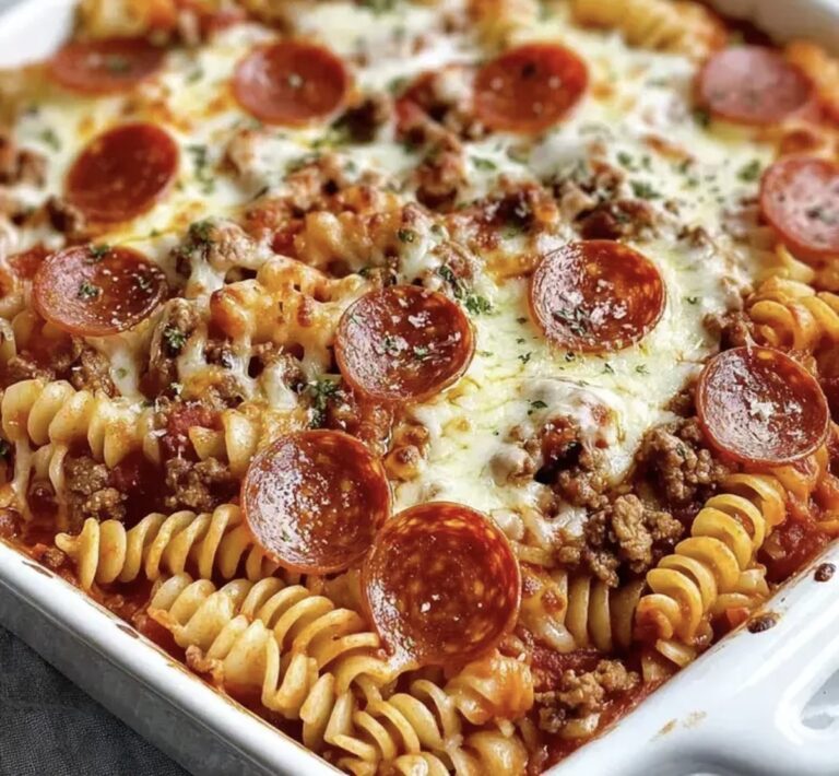 Cheesy Baked Pizza Spaghetti Recipe