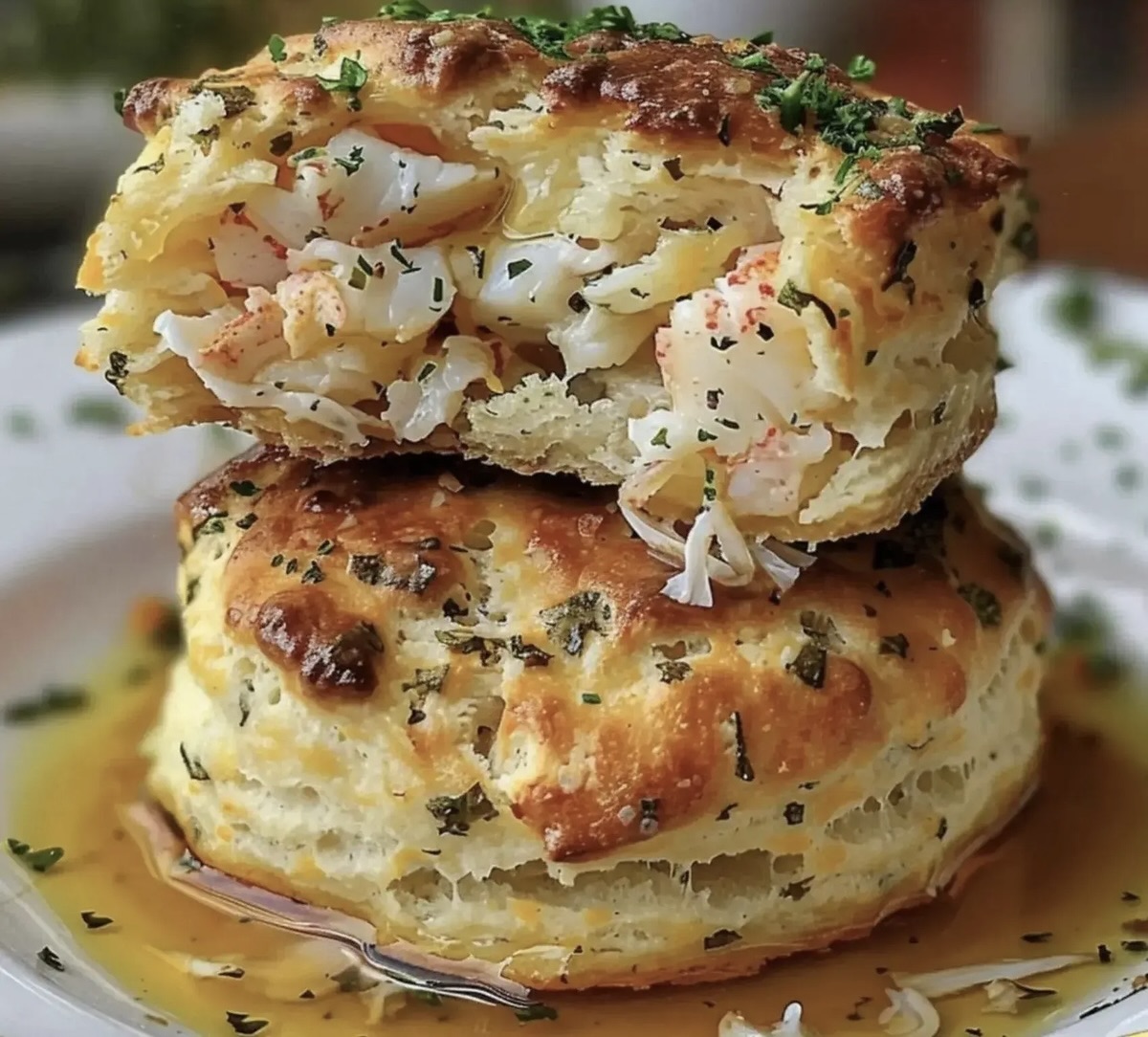 Crab Stuffed Cheddar Bay Biscuits with Lemon Butter Recipe