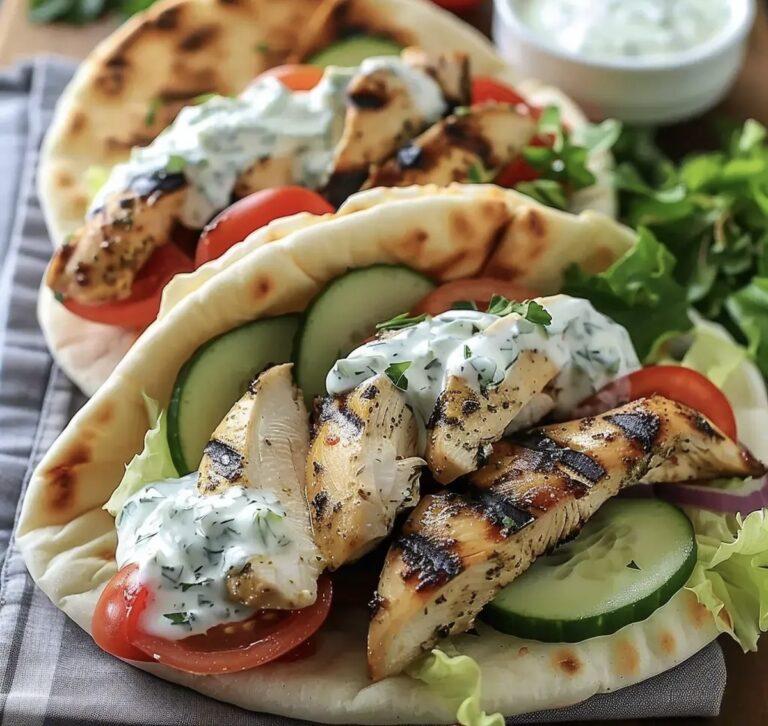Greek Chicken Gyros with Tzatziki Sauce and Greek Salad Recipe