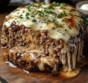 Crockpot French Onion Beefloaf With Melted Swiss Cheese Recipe