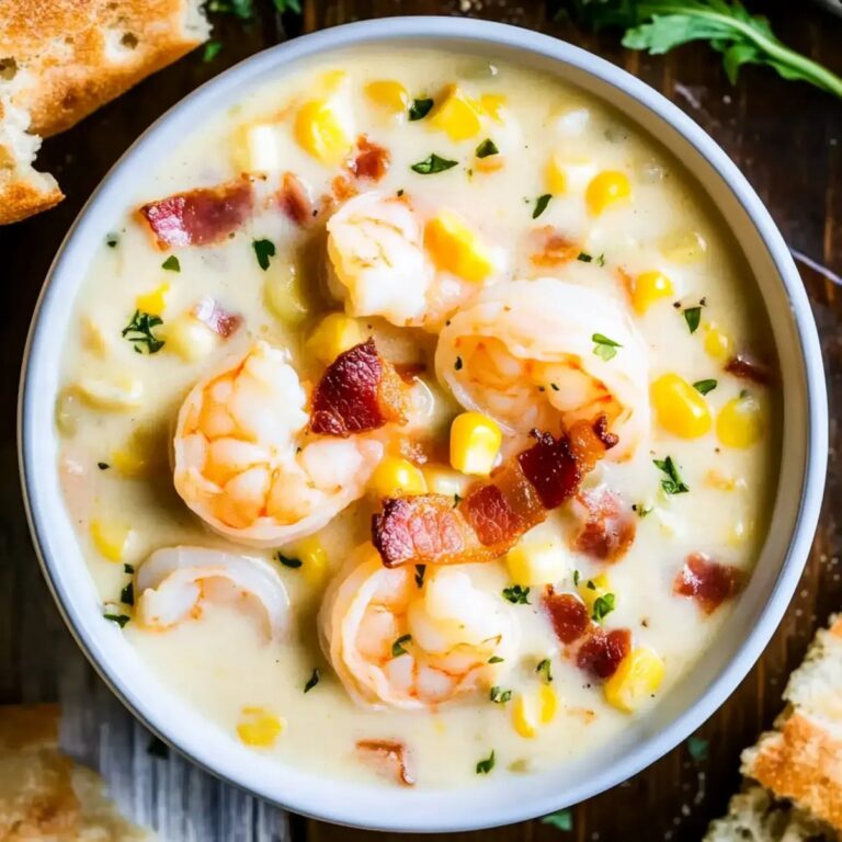 Creamy Shrimp Soup with Corn and Bacon Recipe