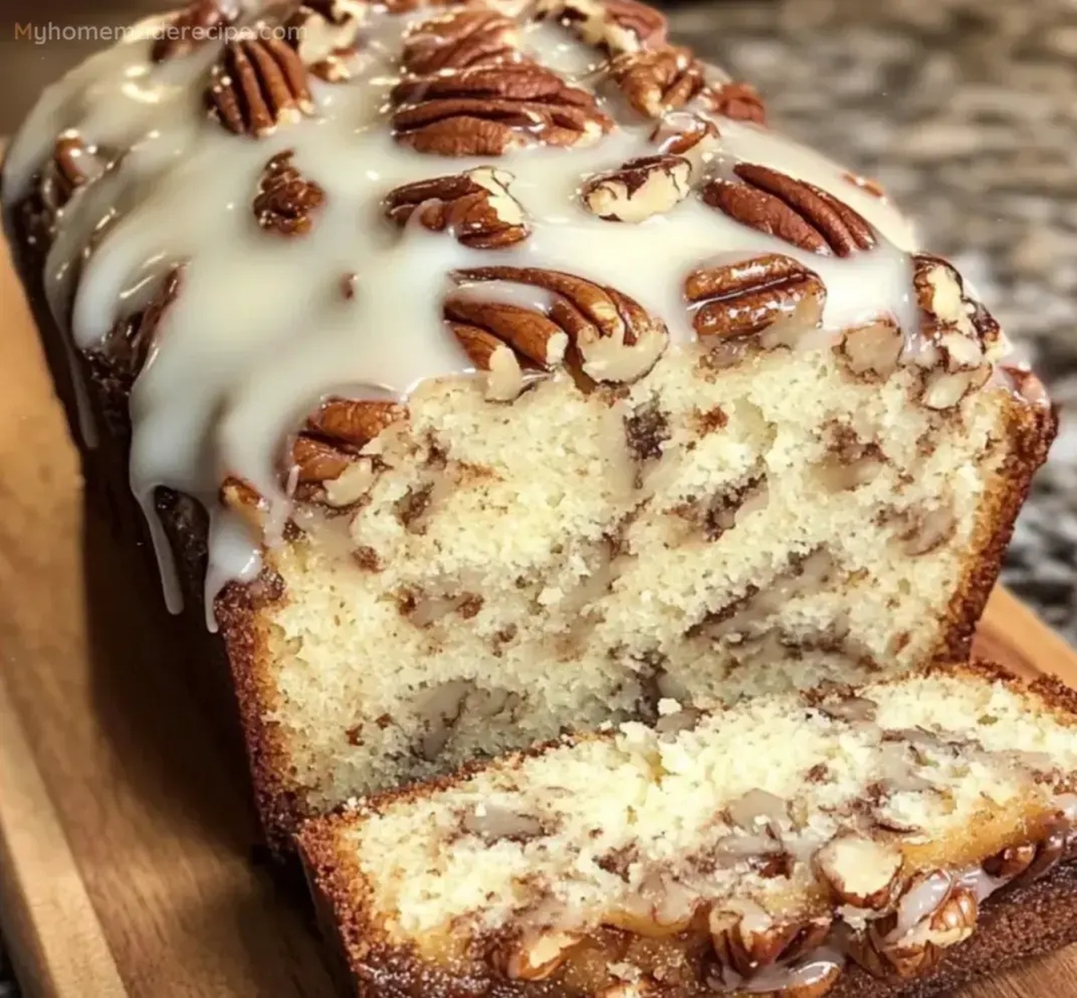 Moist Butter Pecan Cake Loaf with Cream Cheese Icing Recipe