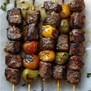 Rosemary Garlic Steak Kebabs Recipe