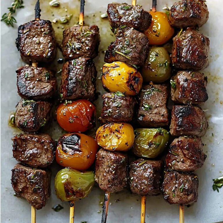 Rosemary Garlic Steak Kebabs Recipe