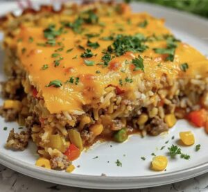 Cheesy Ground Beef and Rice Casserole Recipe