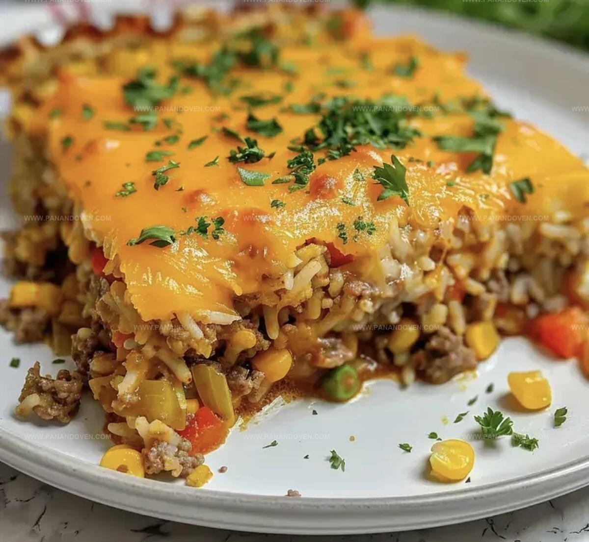 Cheesy Ground Beef and Rice Casserole Recipe