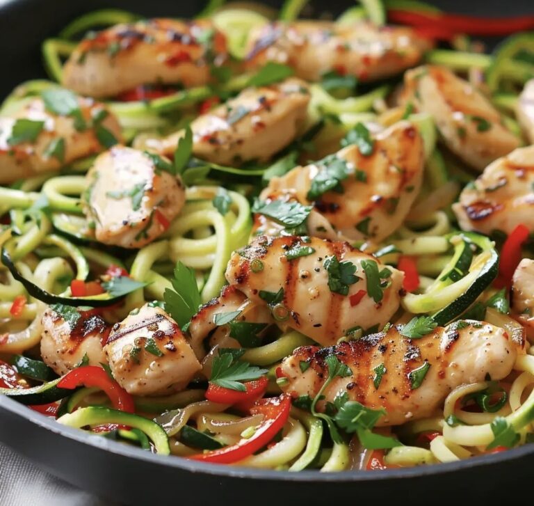 Garlic Chicken Zucchini Noodles Stir-Fry Recipe
