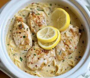 Creamy Lemon Garlic Chicken in Crock Pot Recipe