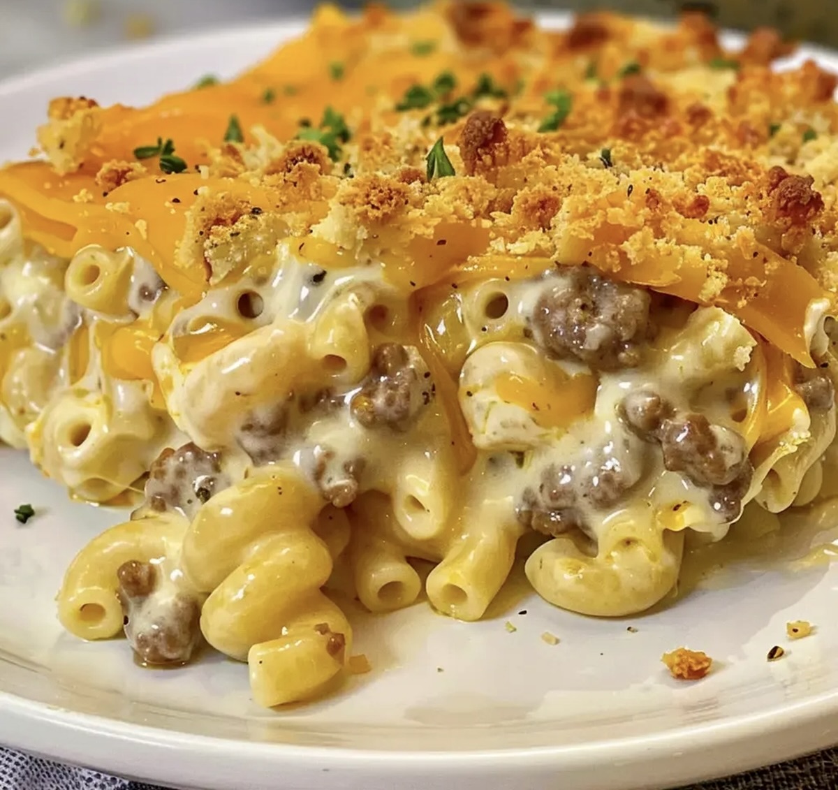 Cheesy Macaroni and Hamburger Casserole Recipe