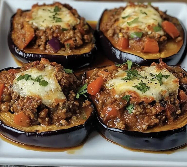 Delicious Baked Eggplant with Savory Meat Filling Recipe