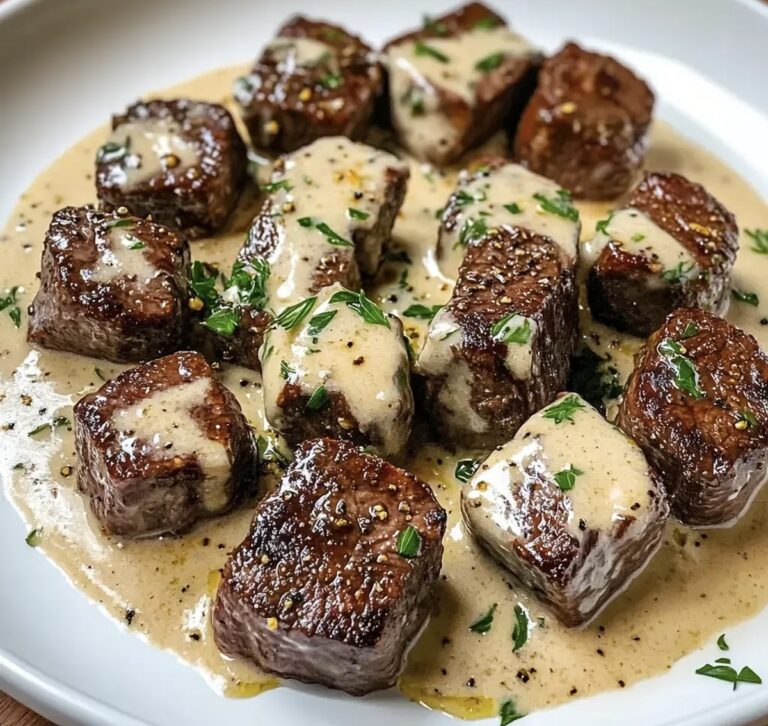 Garlic Butter Steak Bites with Parmesan Cream Sauce Recipe