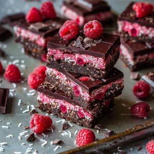 Chocolate Raspberry Coconut Slices Recipe