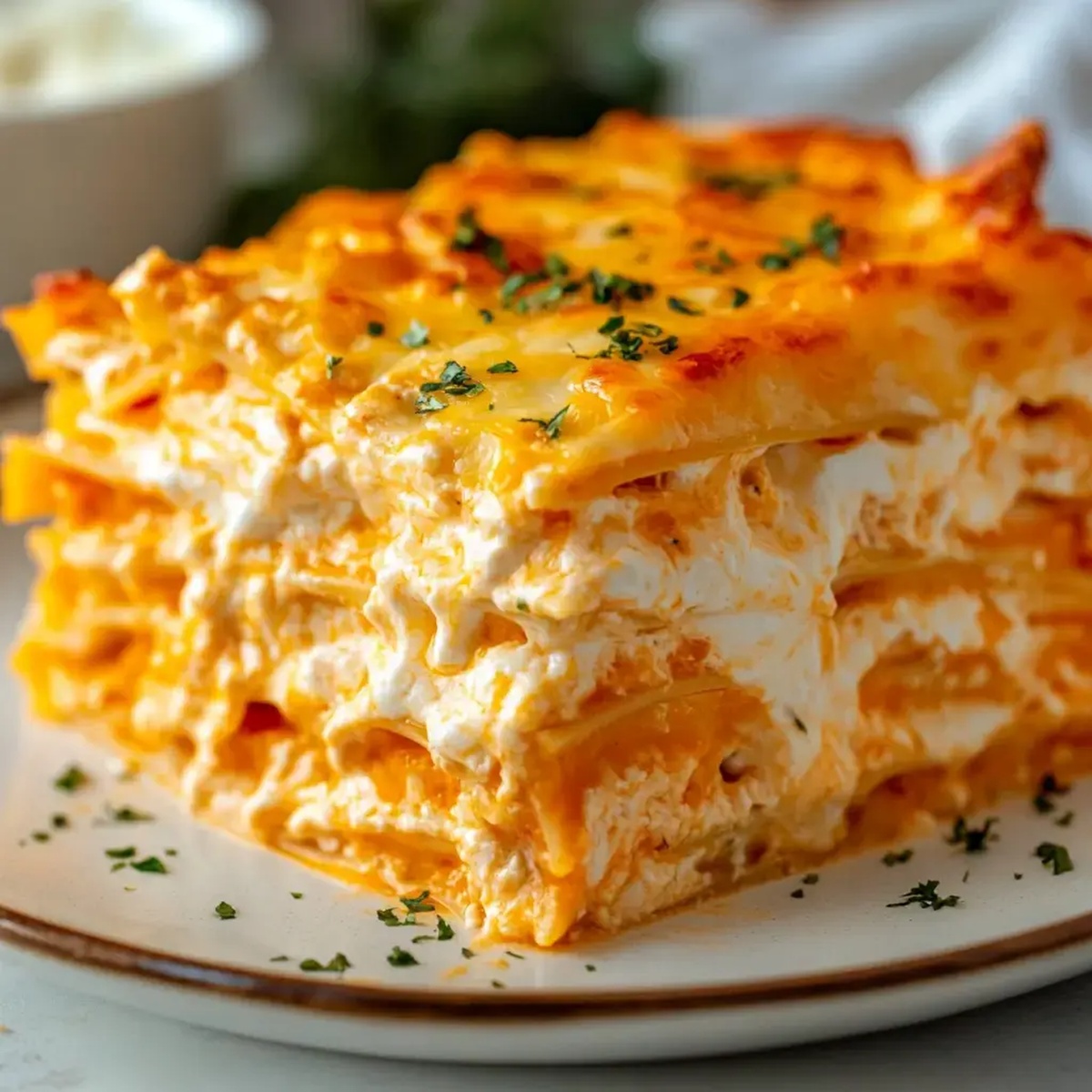 Cheesy Buffalo Ranch Chicken Lasagna Recipe