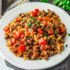Easy Ground Beef Rice Skillet Recipe