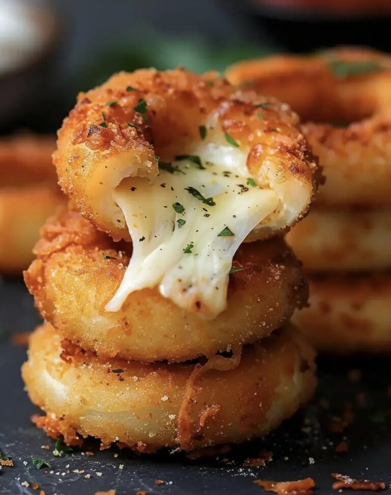 Cheesy Stuffed Mozzarella Onion Rings Recipe