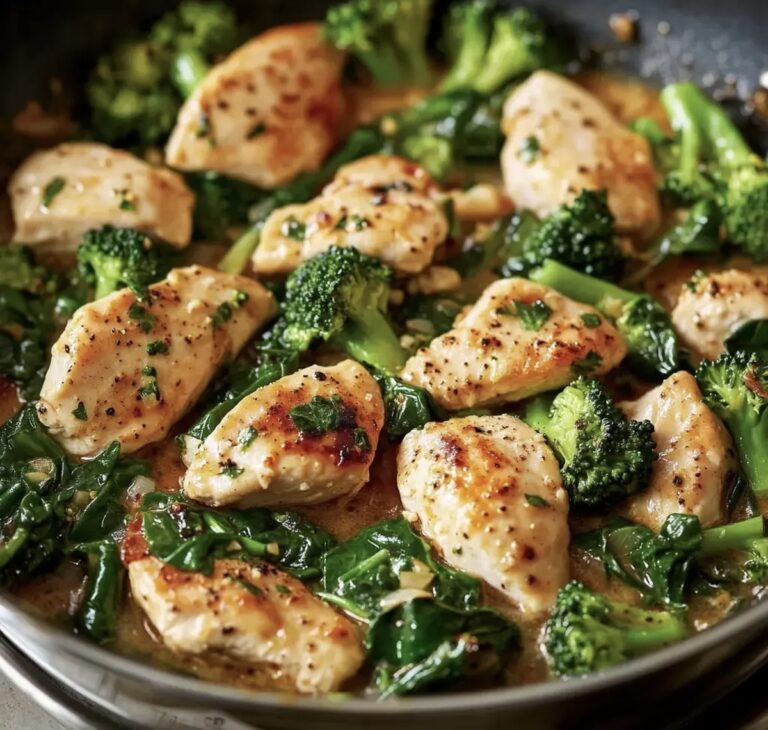 Garlic Chicken with Broccoli and Spinach Recipe