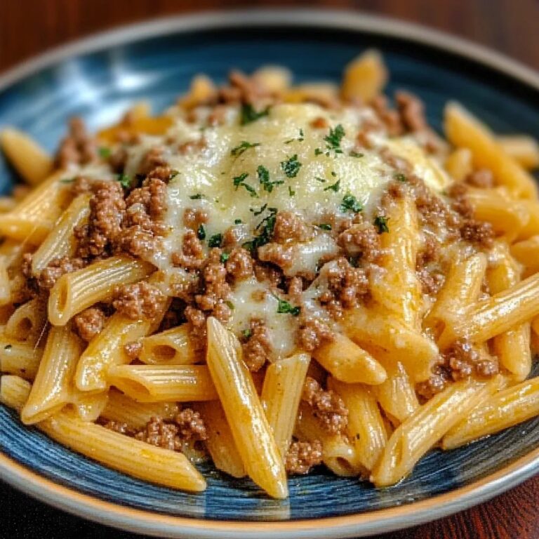 Cheesy Penne Ground Beef Pasta Recipe