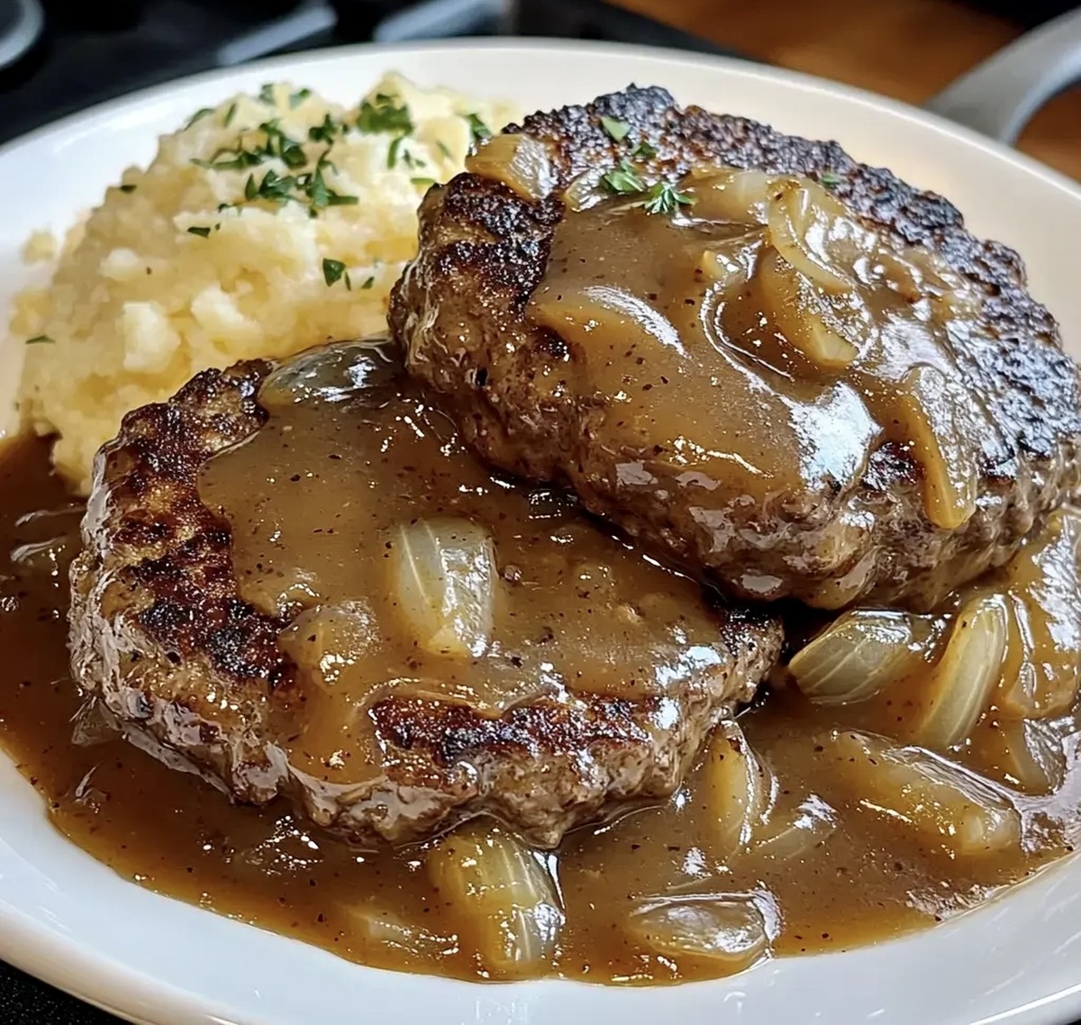Hamburger Steaks with Onion Gravy Recipe