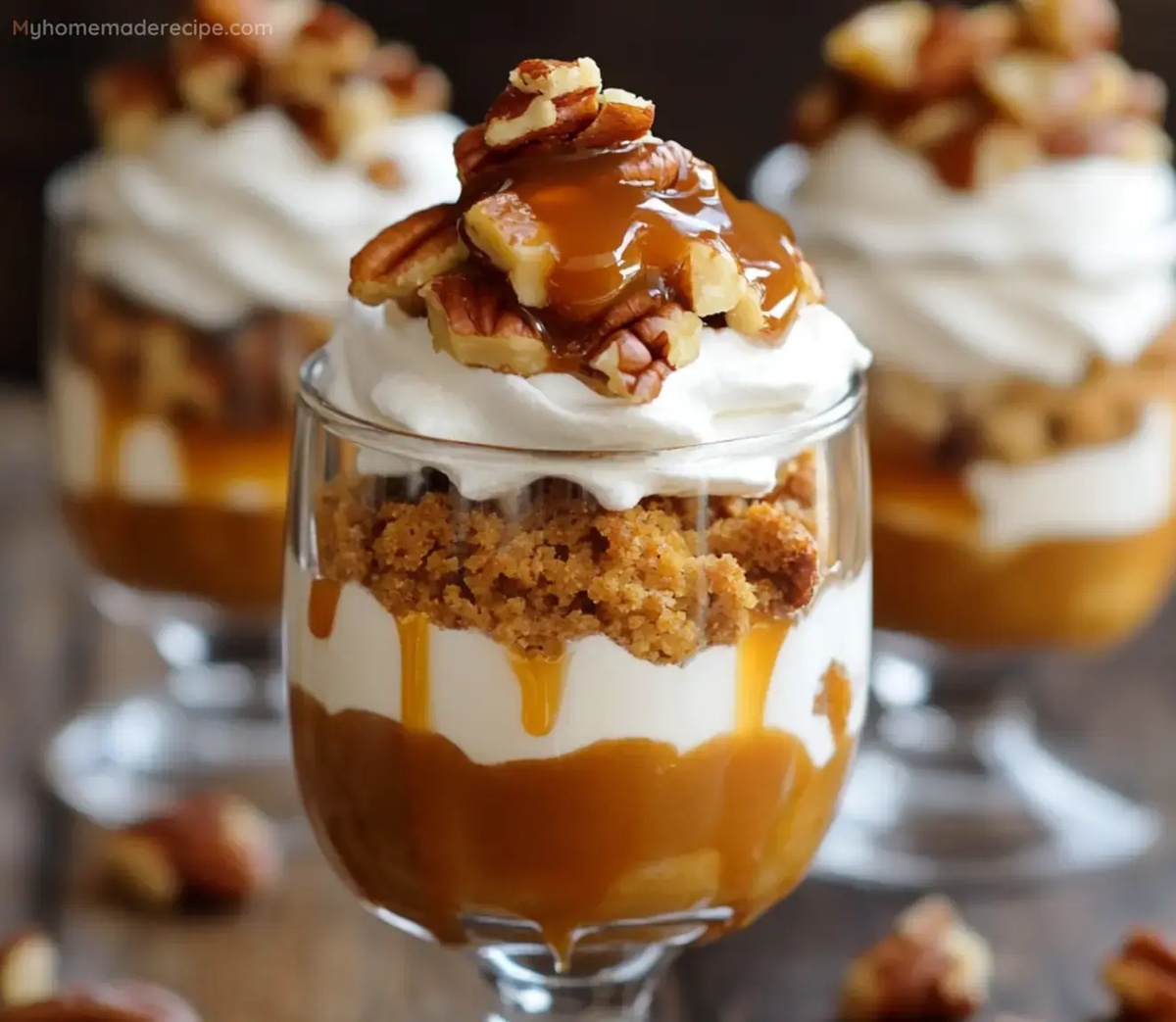 Mini Caramel Pecan Pumpkin Cheesecake Trifles - Perfect for Fall Recipe