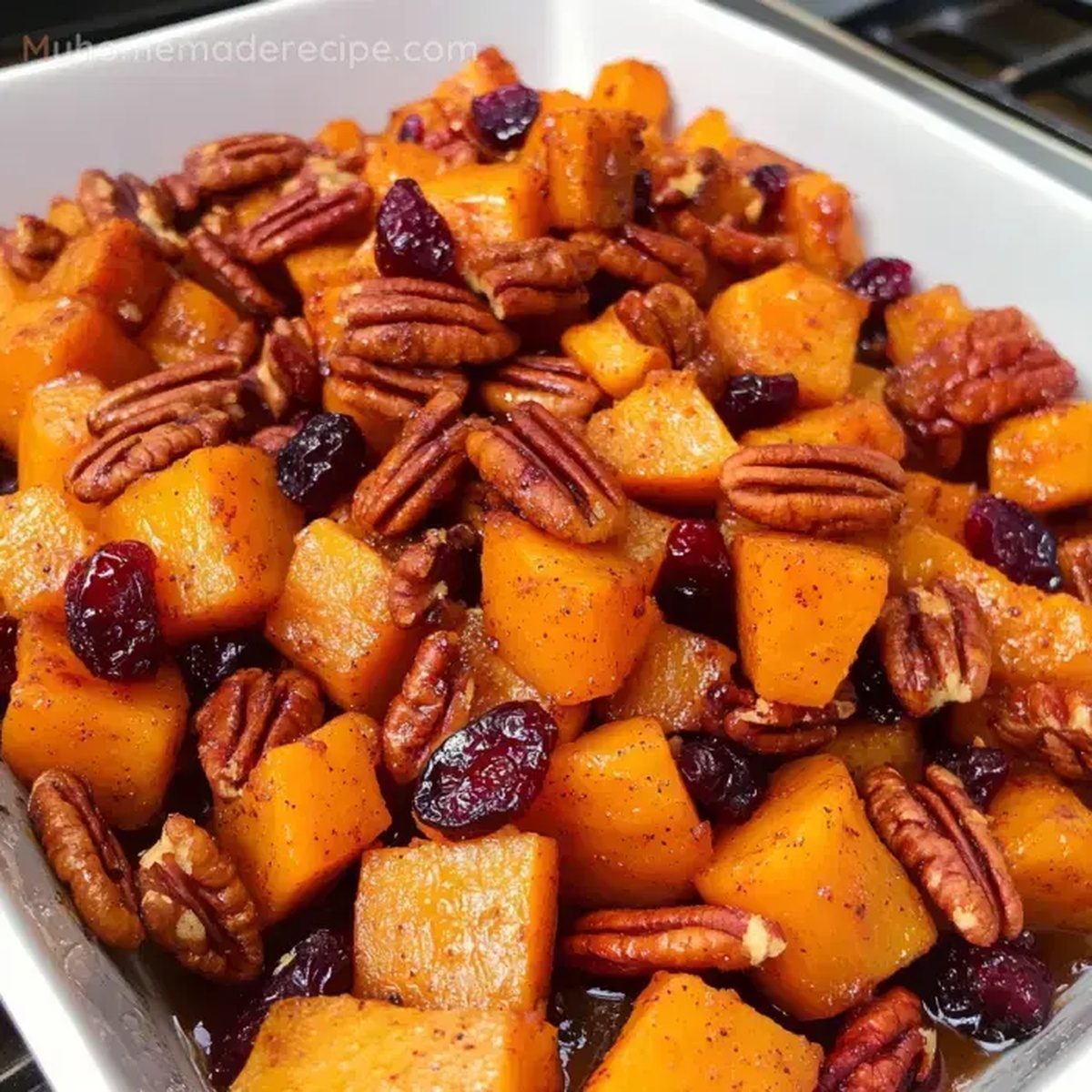 Roasted Butternut Squash with Cranberries and Pecans - A Festive Side Dish Recipe