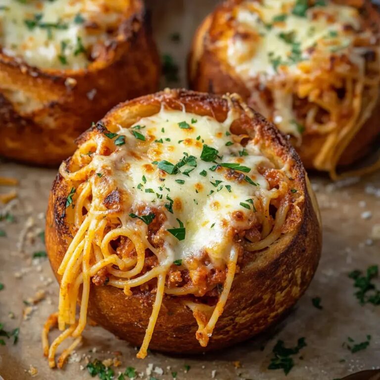 Spaghetti Garlic Bread Bowls Recipe