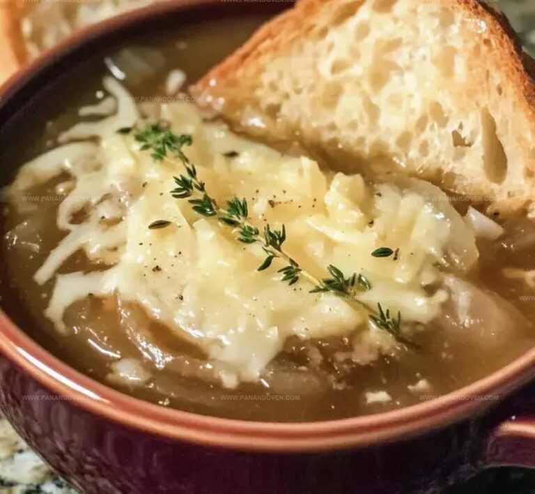 Classic Crockpot French Onion Soup with Melted Cheese Topping Recipe