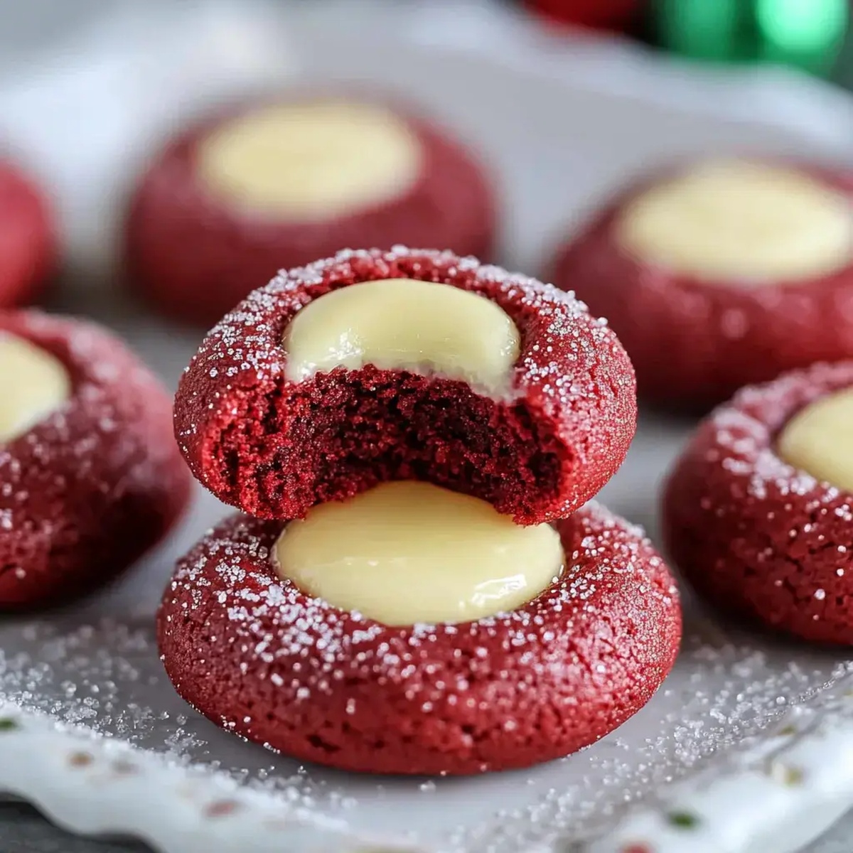Red Velvet Thumbprint Cookies with Cream Cheese Recipe