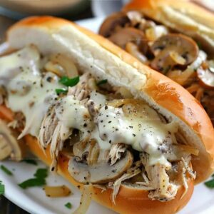 Ultimate Lazy Slow Cooker Chicken Cheesesteak Sandwich Recipe