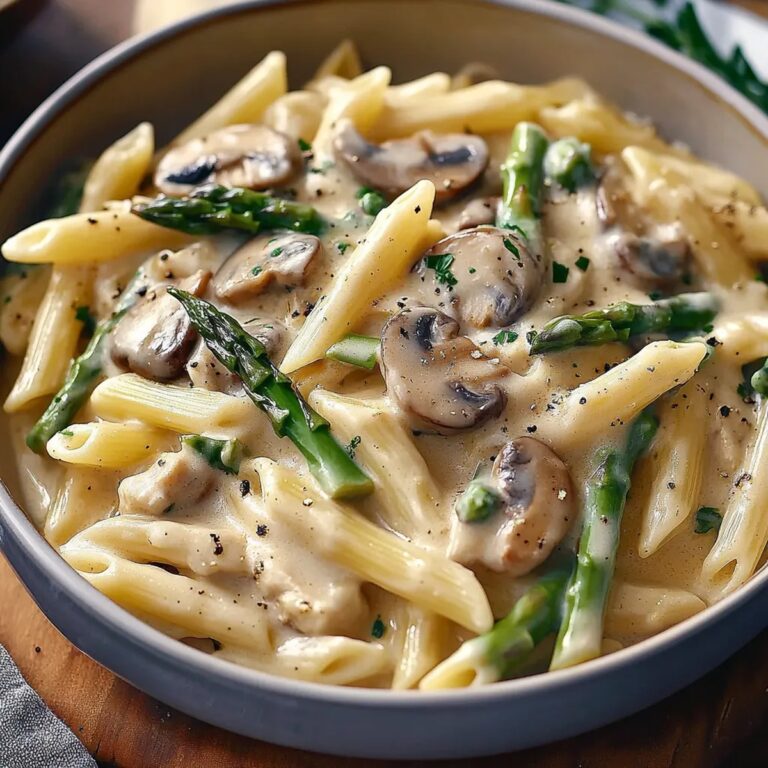 Creamy Mushroom Asparagus Chicken Penne Recipe