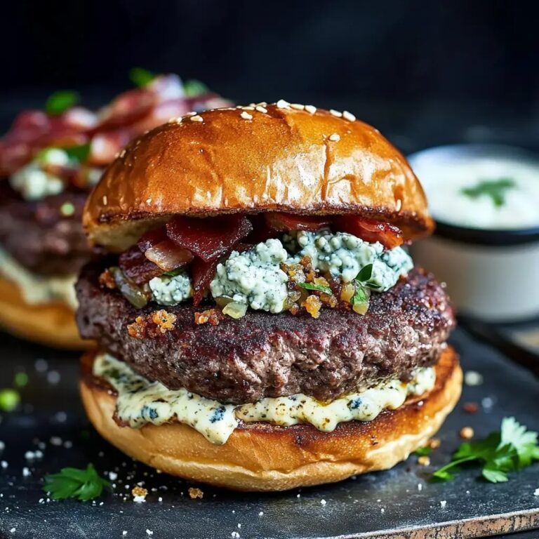 Blue Cheese Burgers with Crispy Pancetta and Onion Chutney Recipe