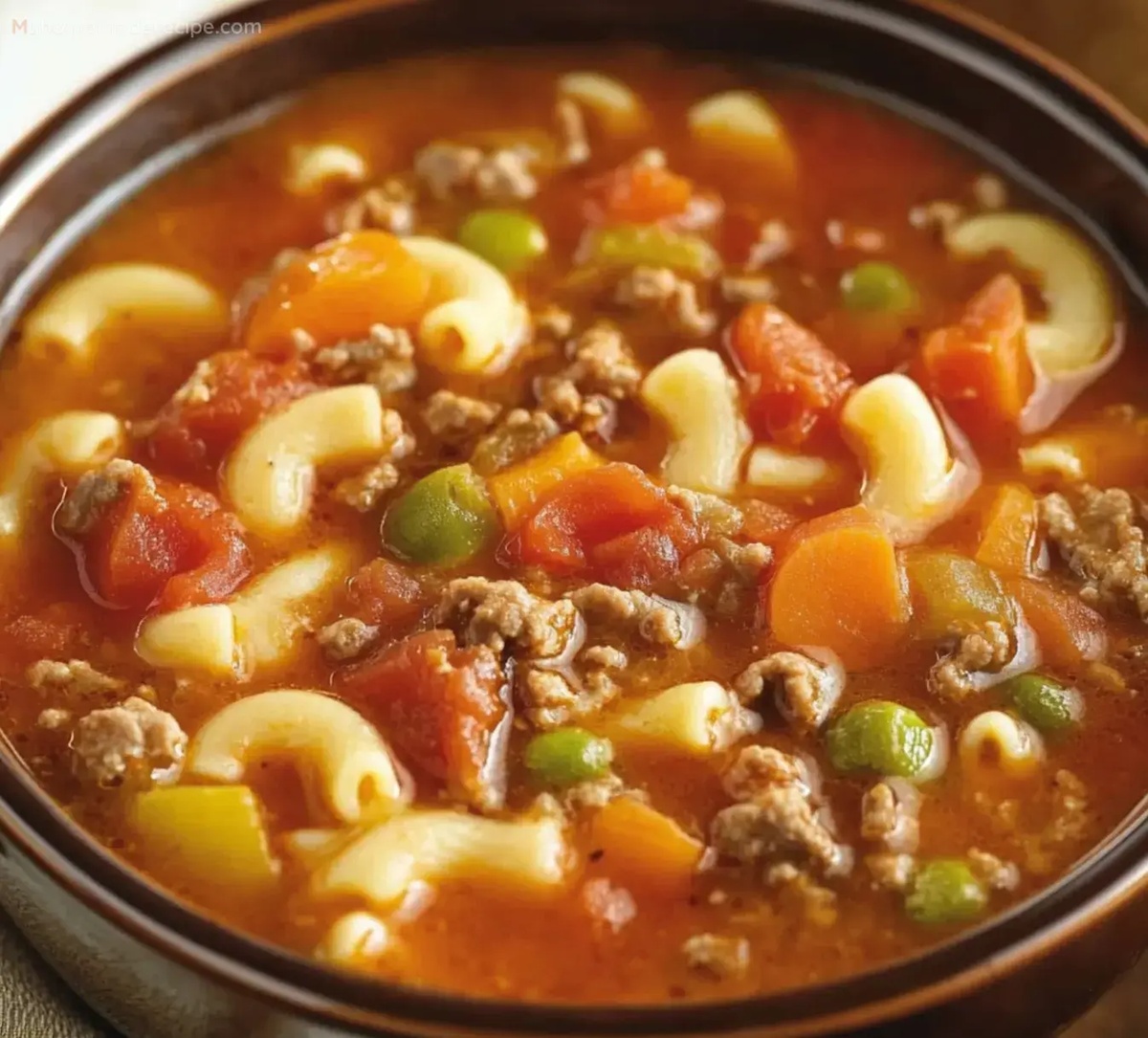 Quick Beef Macaroni Veggie Soup Recipe