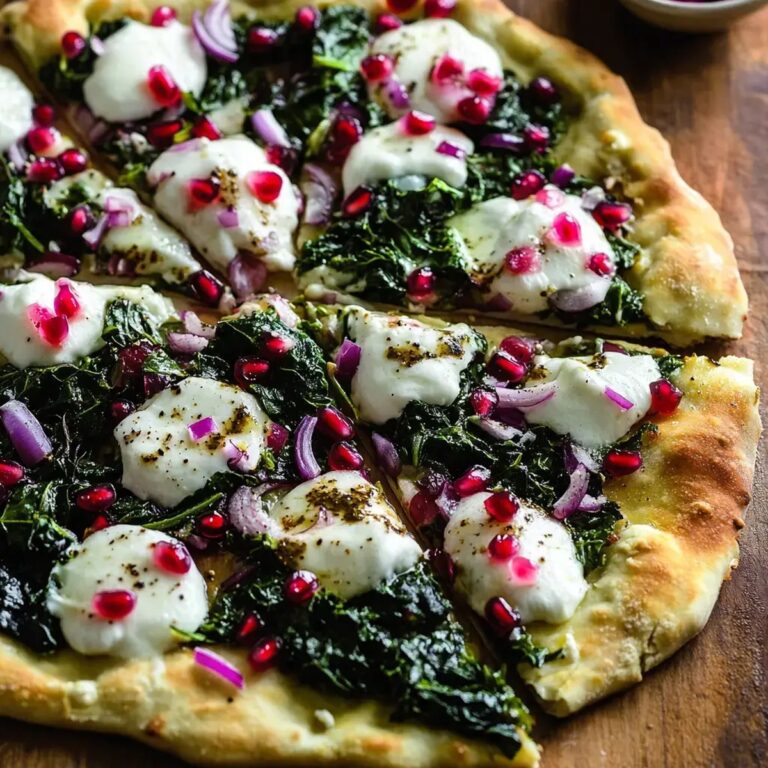 Kale & Pomegranate Pizza with Creamy Pesto Sauce Recipe