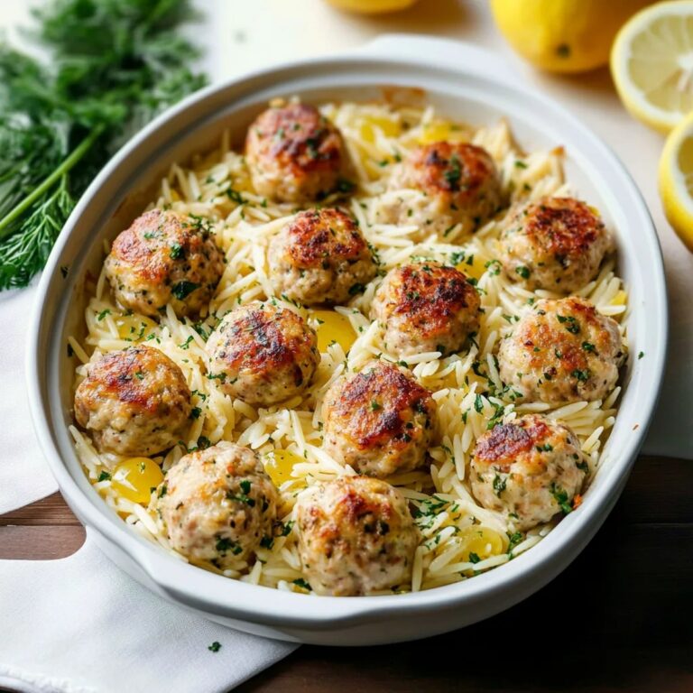 Greek Chicken Meatballs with Lemon Orzo Recipe