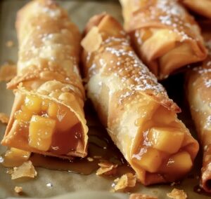 Delicious Peach Cobbler Egg Rolls Recipe