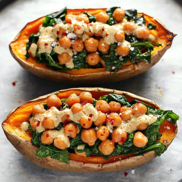 Chickpea Spinach Stuffed Sweet Potatoes Recipe
