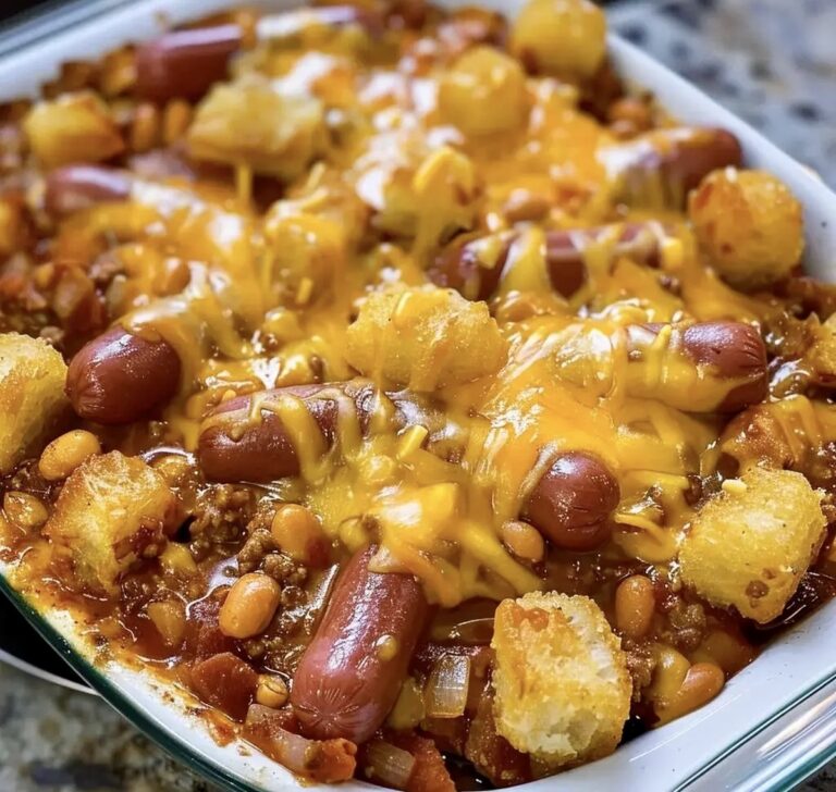 Cheesy Hot Dog Tater Tot Casserole Recipe