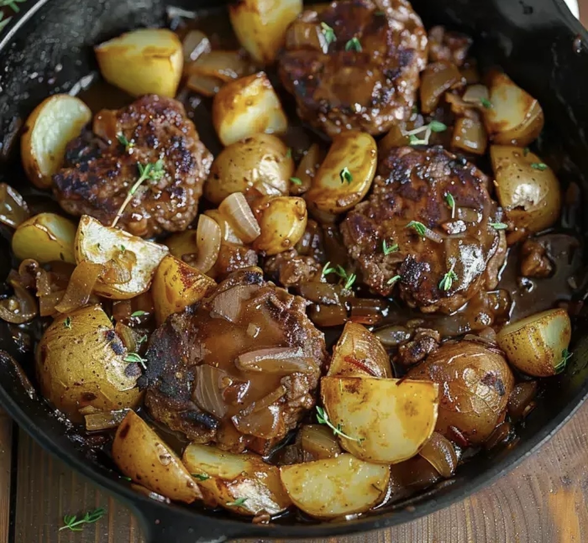 Salisbury Steak and Potato Skillet Recipe