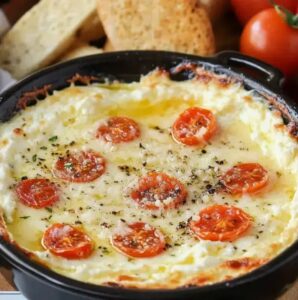 Easy Baked Ricotta Cheese Dip Recipe with Tomatoes