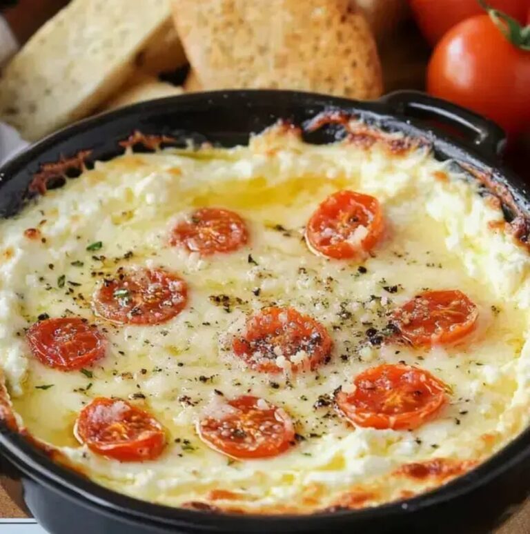 Easy Baked Ricotta Cheese Dip Recipe with Tomatoes