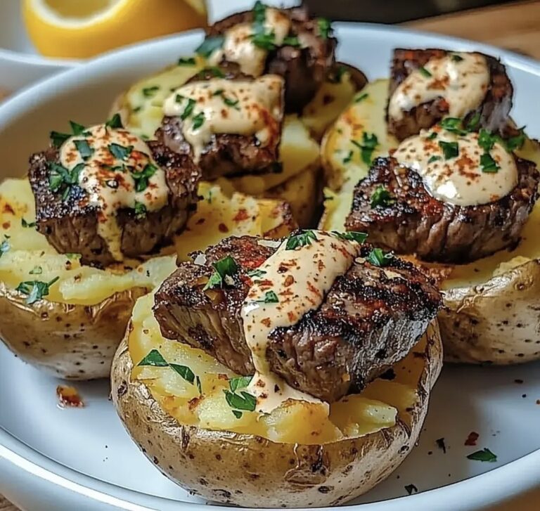 Baked Potato with Beef Bites Recipe