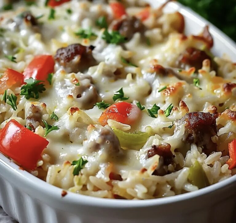 Philly Cheesesteak Alfredo Rice Casserole Recipe