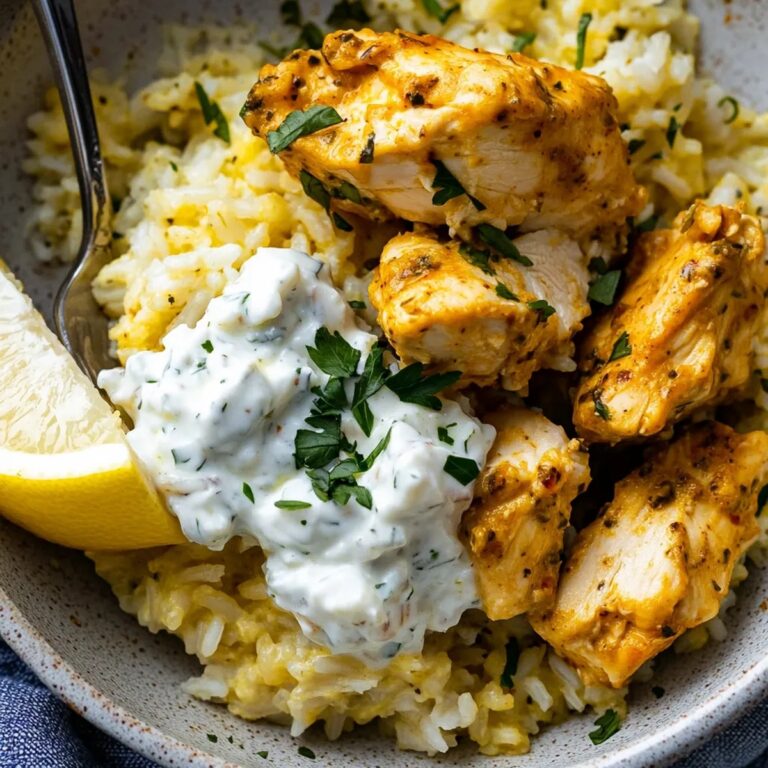 Dump-and-Bake Chicken Tzatziki Rice Recipe