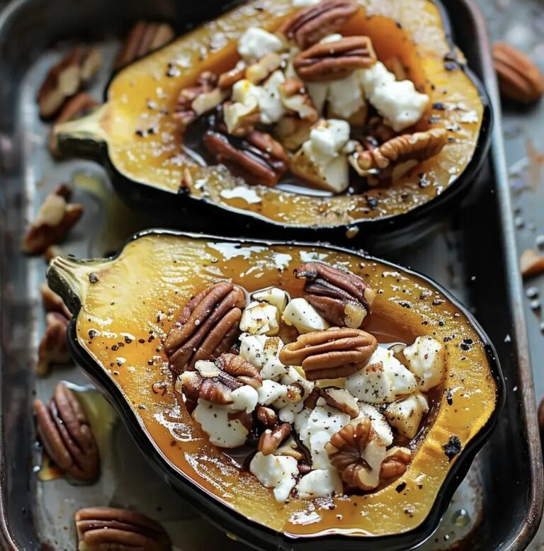 Maple Pecan Goat Cheese Roasted Acorn Squash Recipe