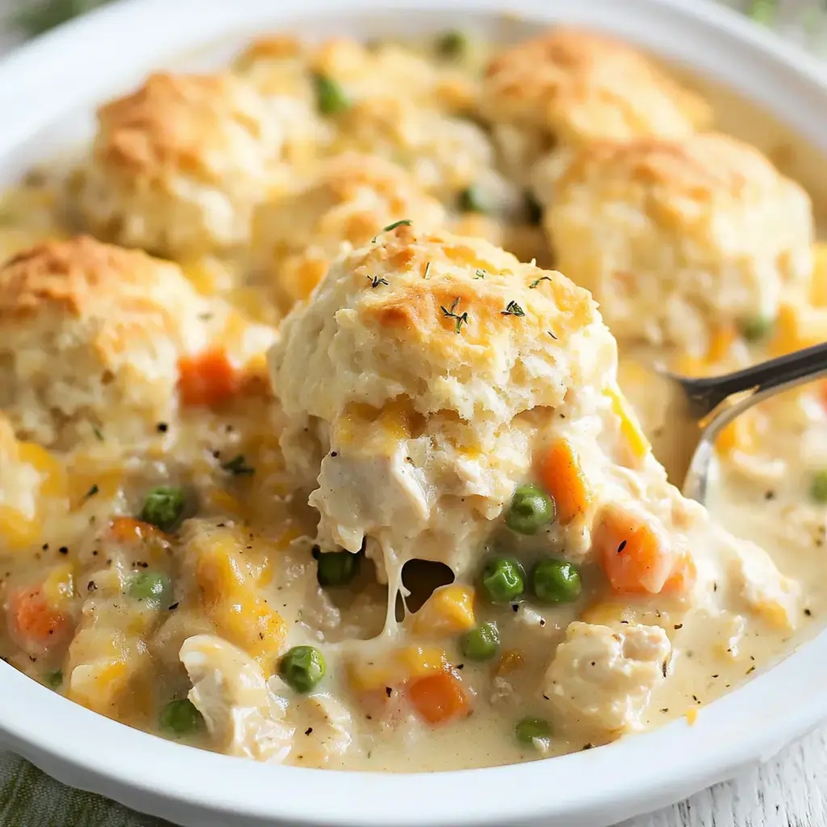 Cheddar Biscuit Chicken Pot Pie Casserole Recipe