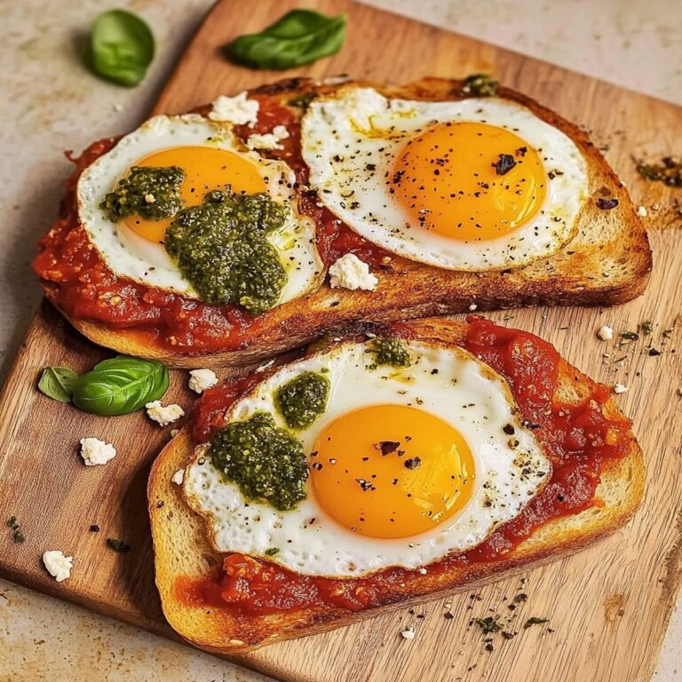 Shakshouka Toast with Feta Fried Eggs Recipe